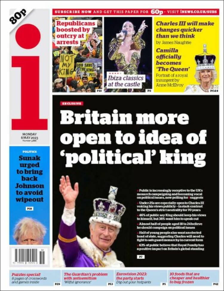 Portada de The i (Reino Unido)