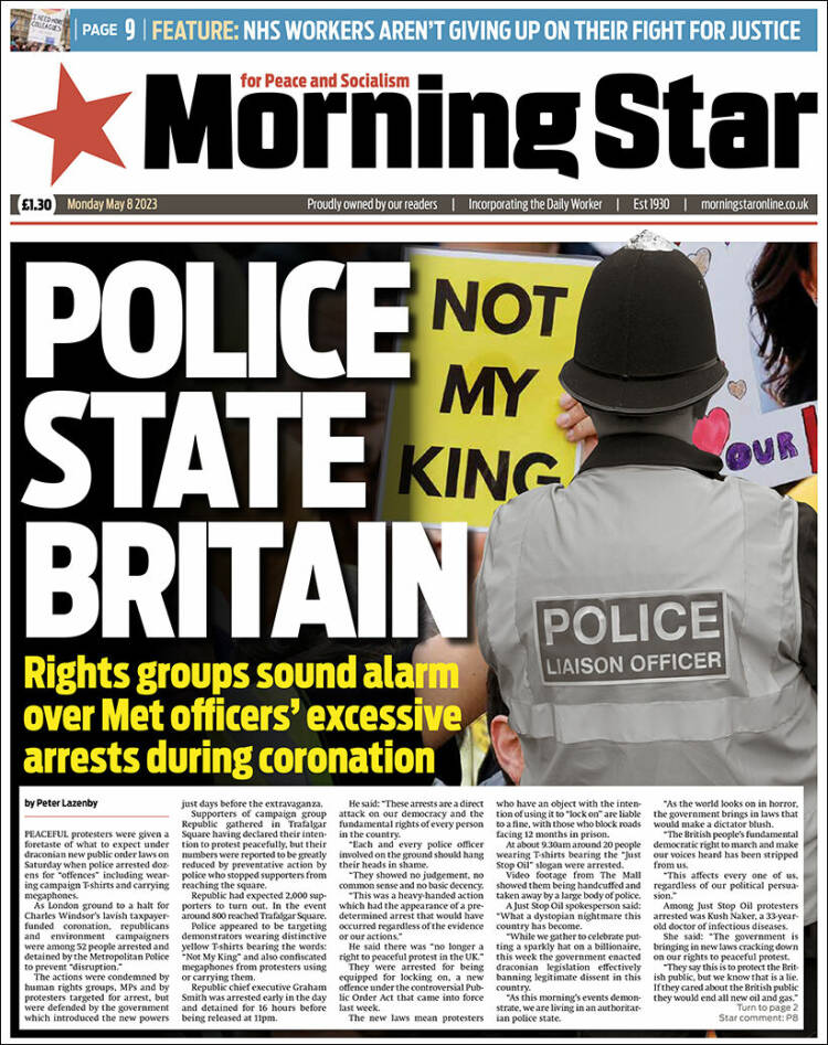 Portada de Morning Star (Reino Unido)