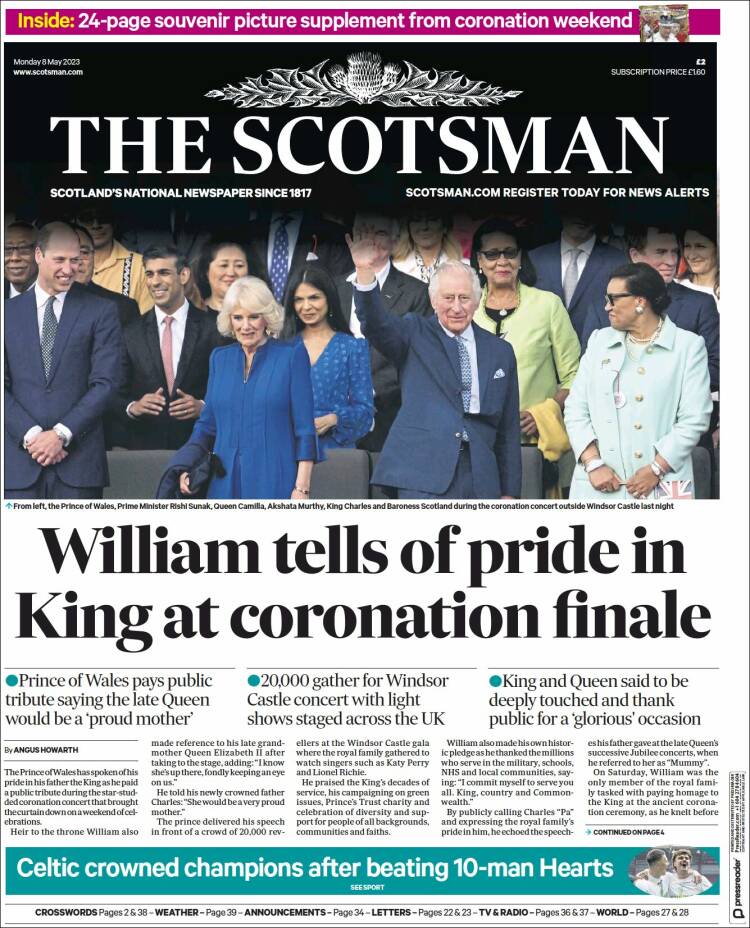 Portada de The Scotsman (Reino Unido)