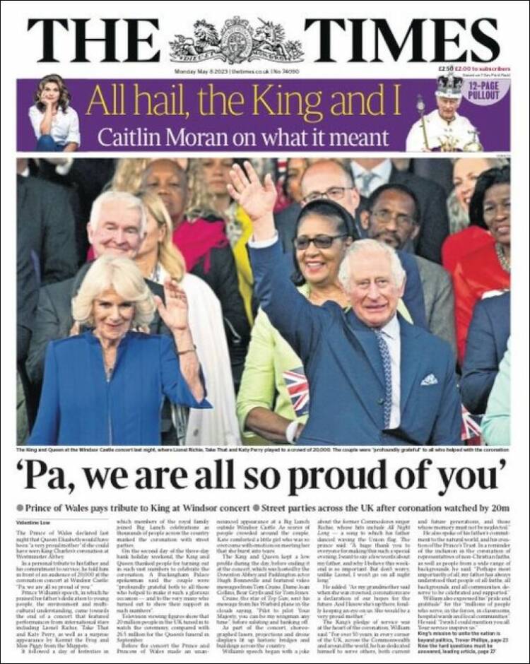 Portada de The Times (Reino Unido)