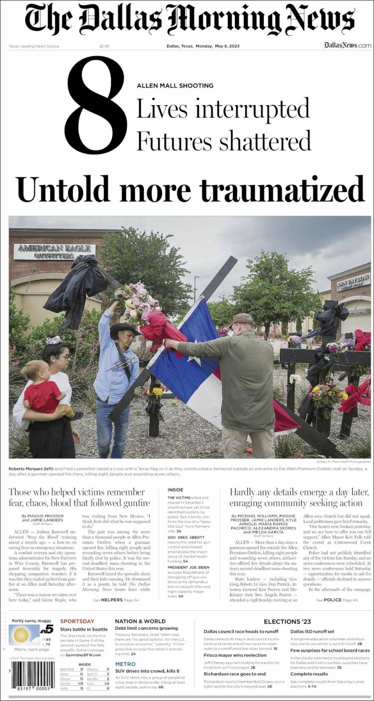 Portada de Dallas Morning News (USA)