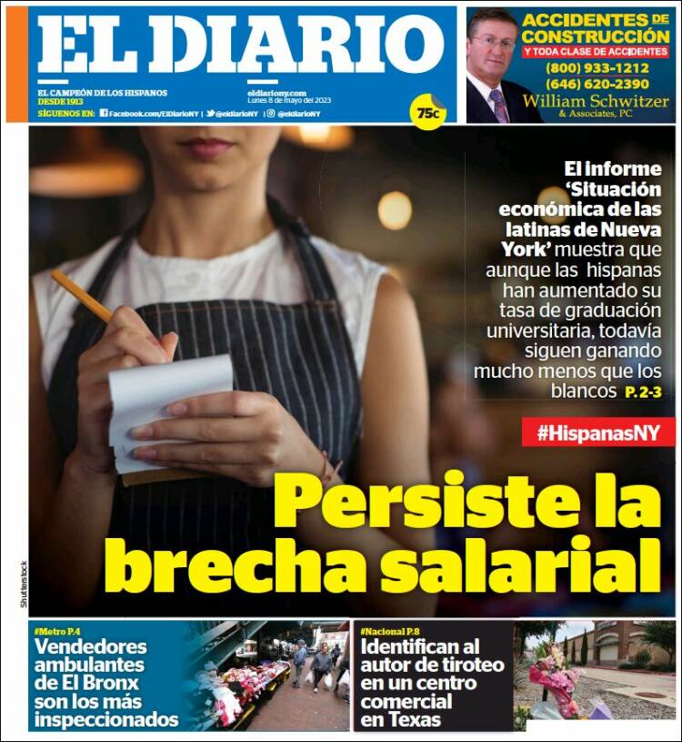 Periódico El Diario NY (USA). Periódicos De USA. Edición De Lunes, 8 De ...