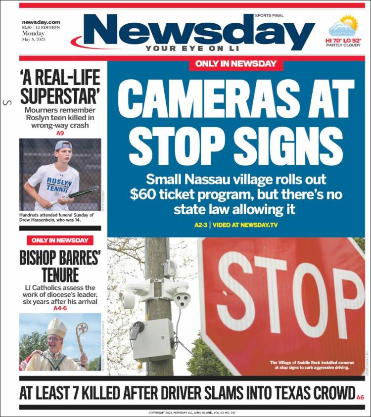 Portada de Newsday (USA)