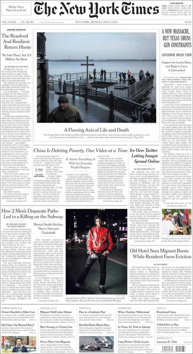 Portada de New York Times (USA)