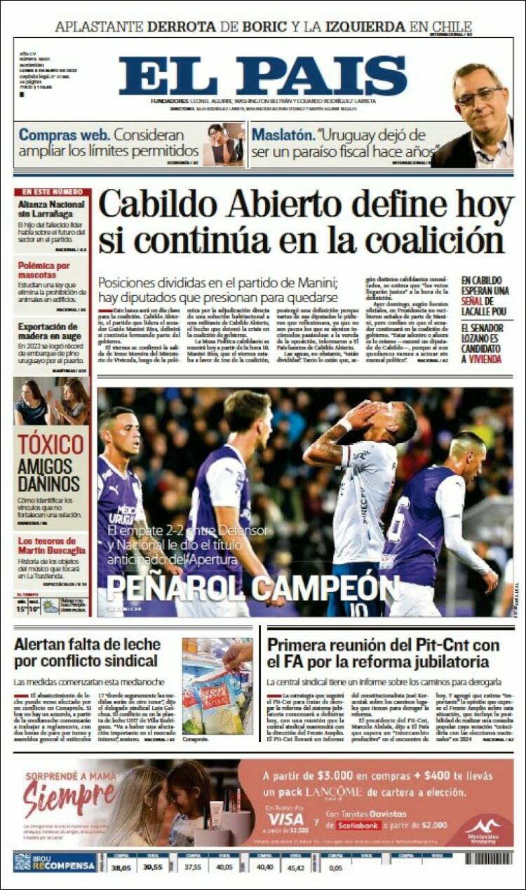 Portada de El País (Uruguay)