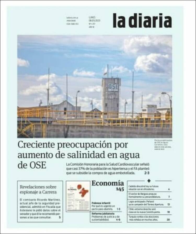 Portada de La Diaria (Uruguay)