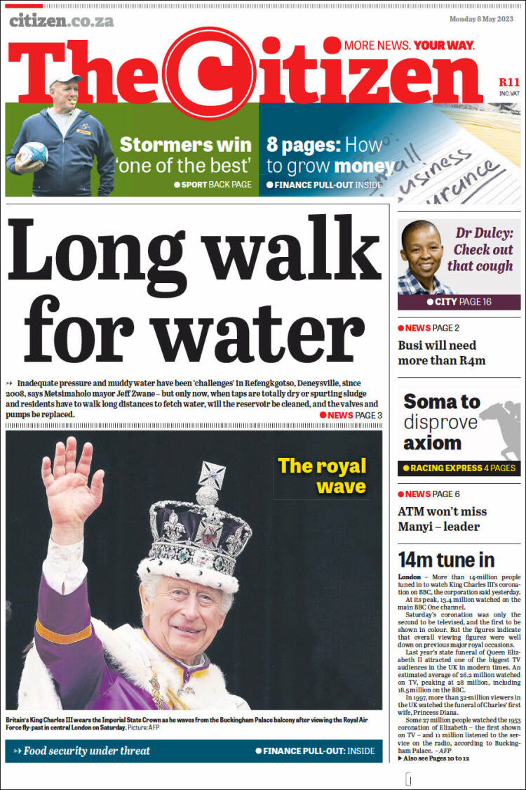 Portada de The Citizen (Sud&aacute;frica)