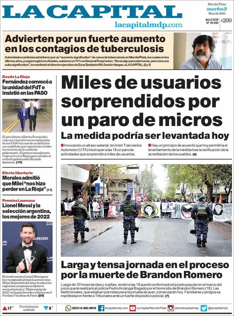 Portada de Diario La Capital - Mar del Plata (Argentina)
