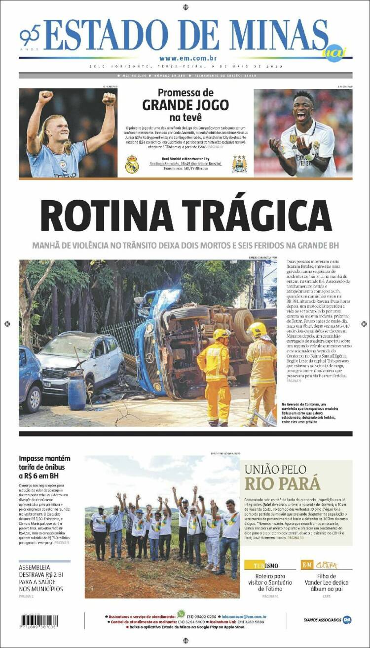 Portada de Jornal Estado de Minas (Brasil)