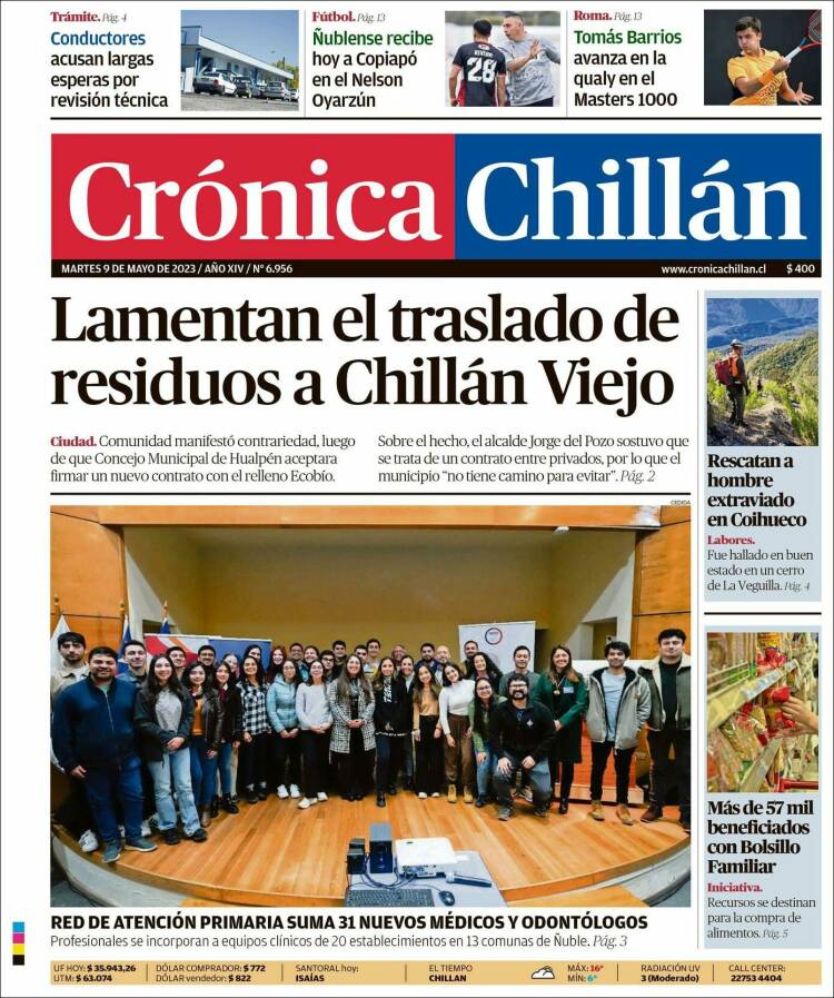 Portada de Crónica Chillán (Chile)