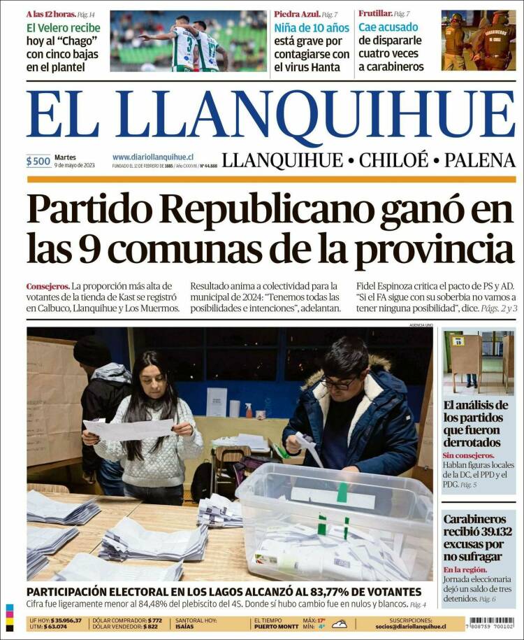 Portada de El Llanquihue (Chile)