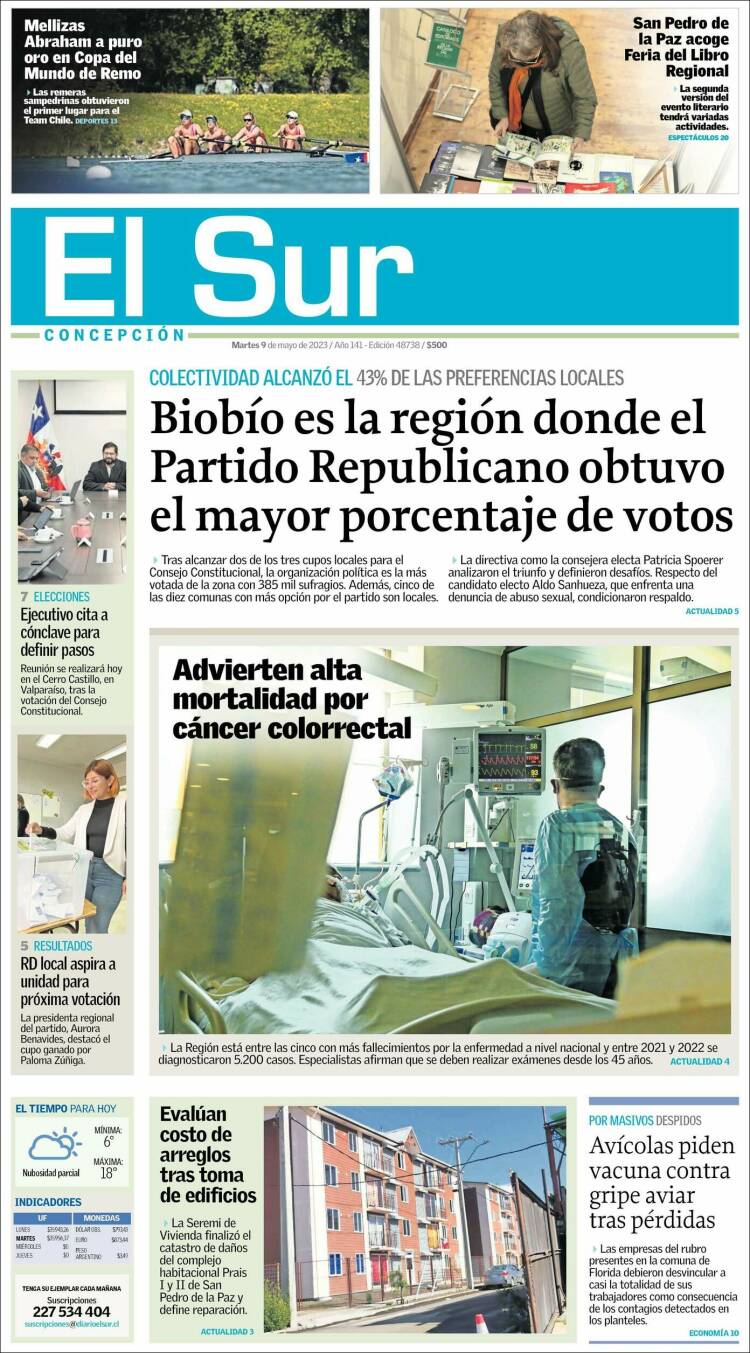 Portada de El Sur (Chile)