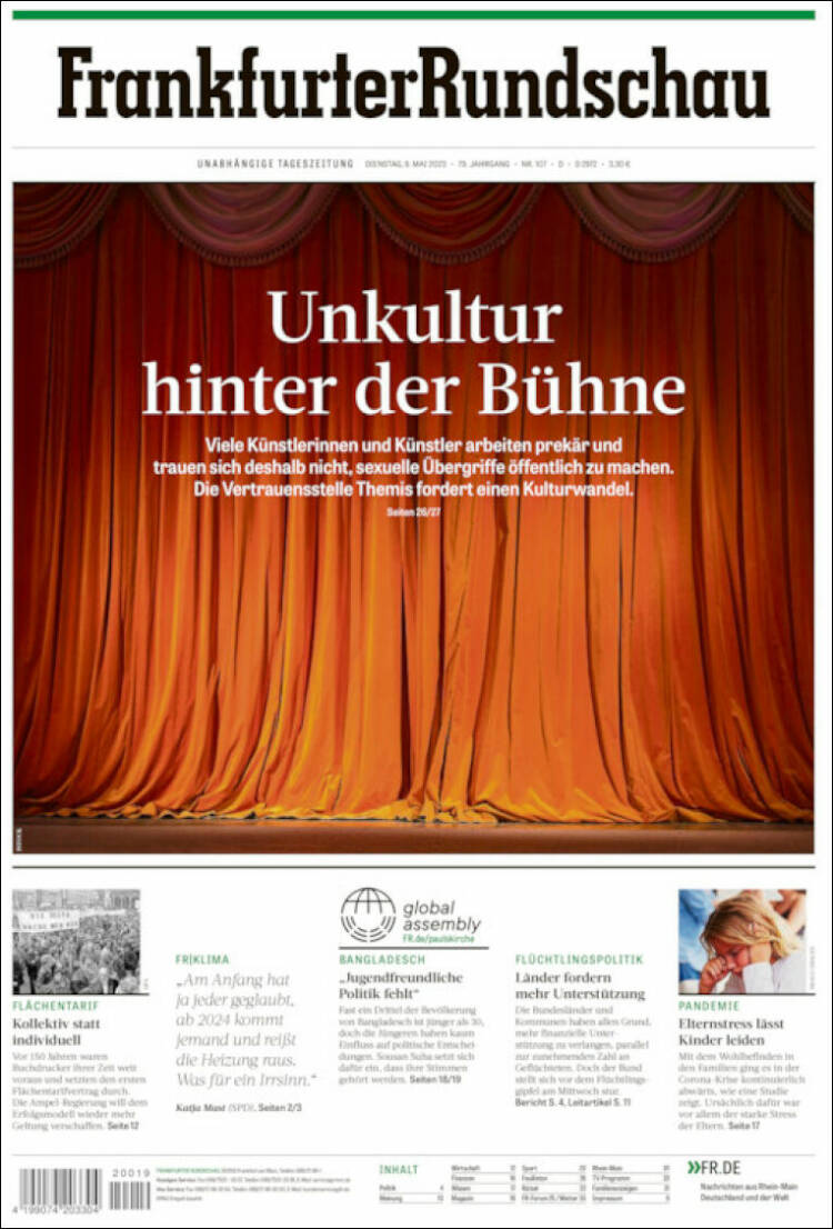 Portada de Frankfurter Rundschau (Alemania)