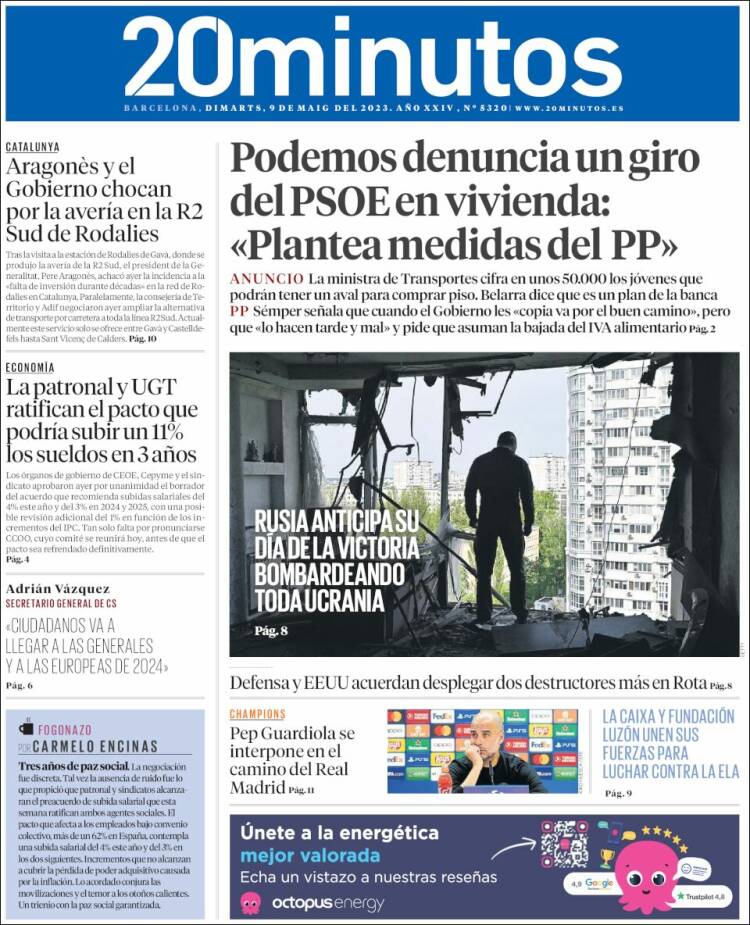 Portada de 20 Minutos - Barcelona (Spain)