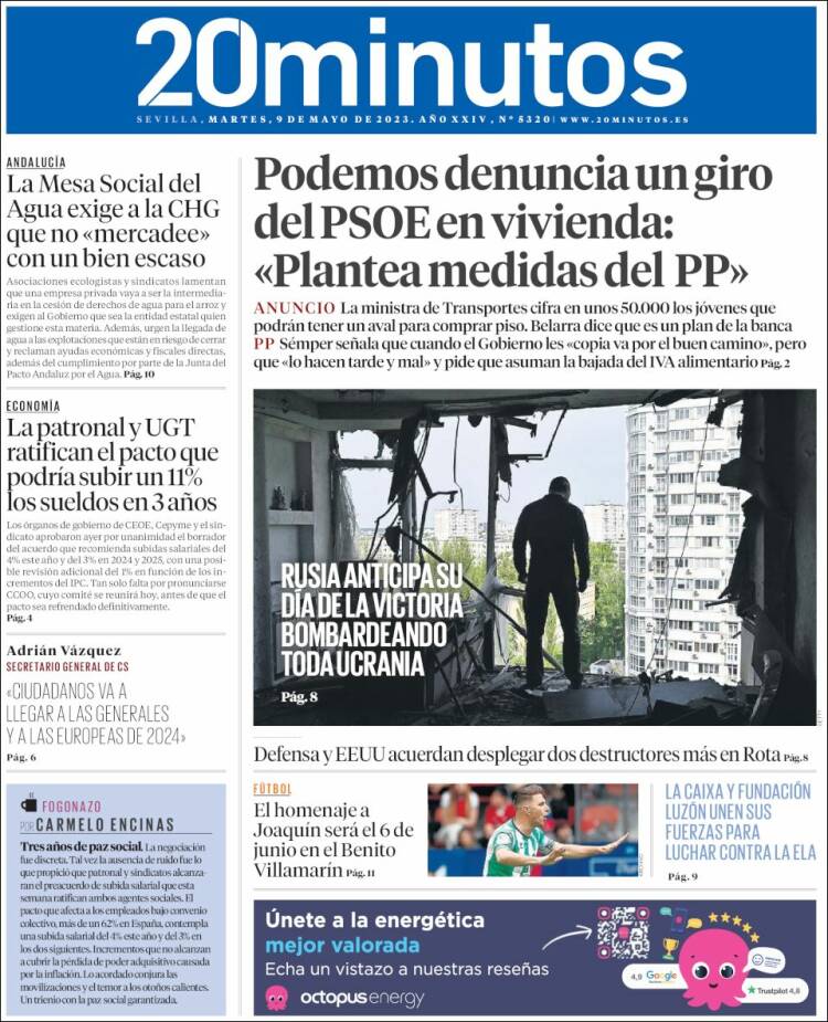 Portada de 20 Minutos - Sevilla (Spain)