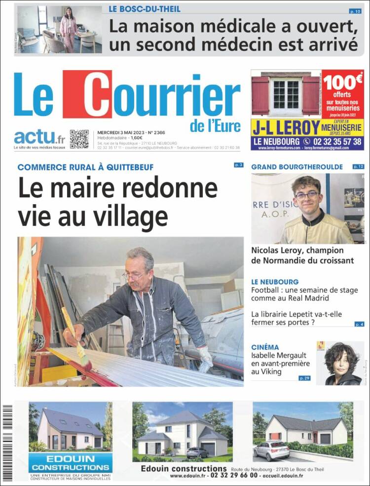 Portada de Le Courrier de l'Ouest (France)