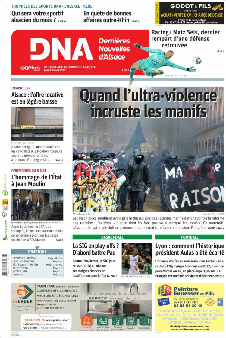 Portada de Les Dernières Nouvelles d'Alsace (France)