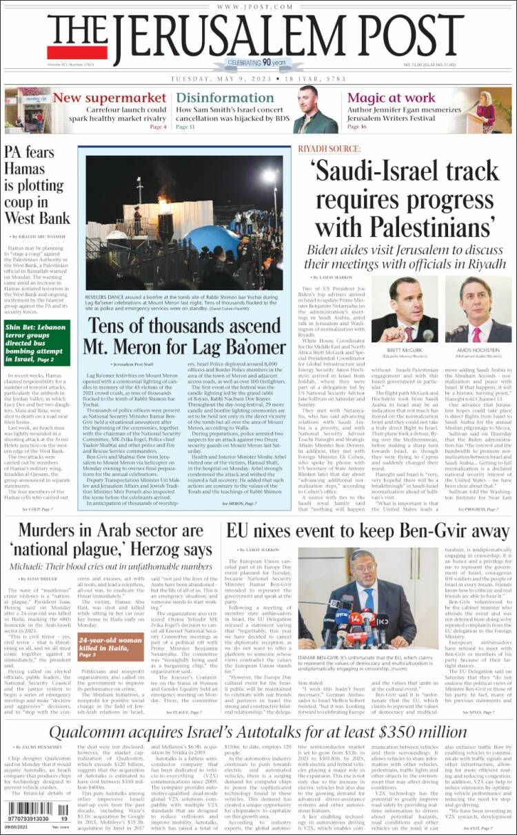Portada de The Jerusalem Post (Israel)