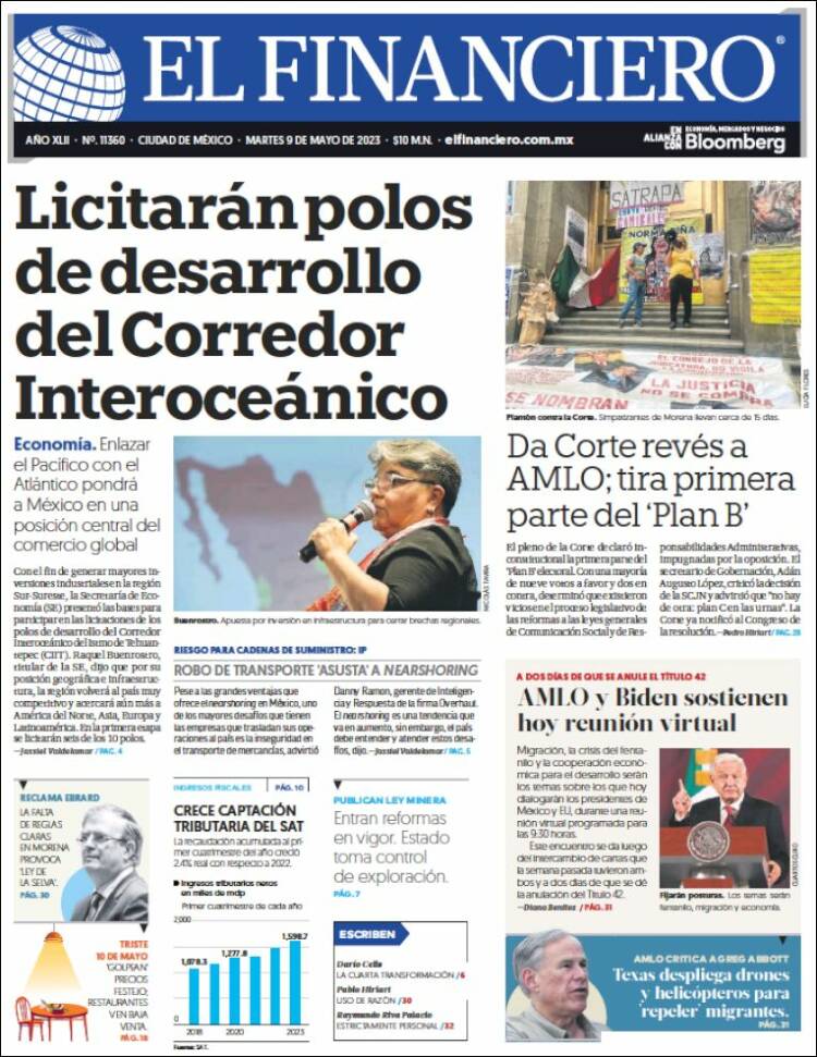 Portada de El Financiero (M&eacute;xico)