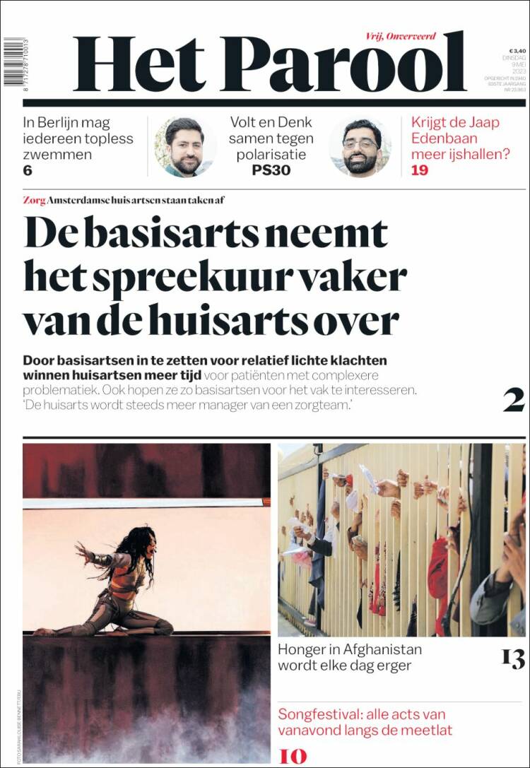 Portada de Het Parool (Pa&iacute;ses Bajos)