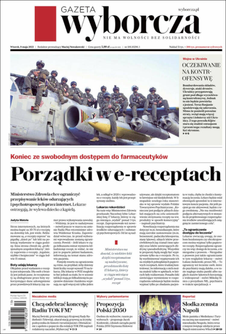 Portada de Gazeta Wyborcza (Polonia)