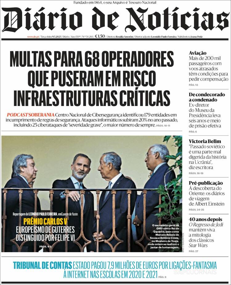 Portada de Diário de Noticias (Portugal)