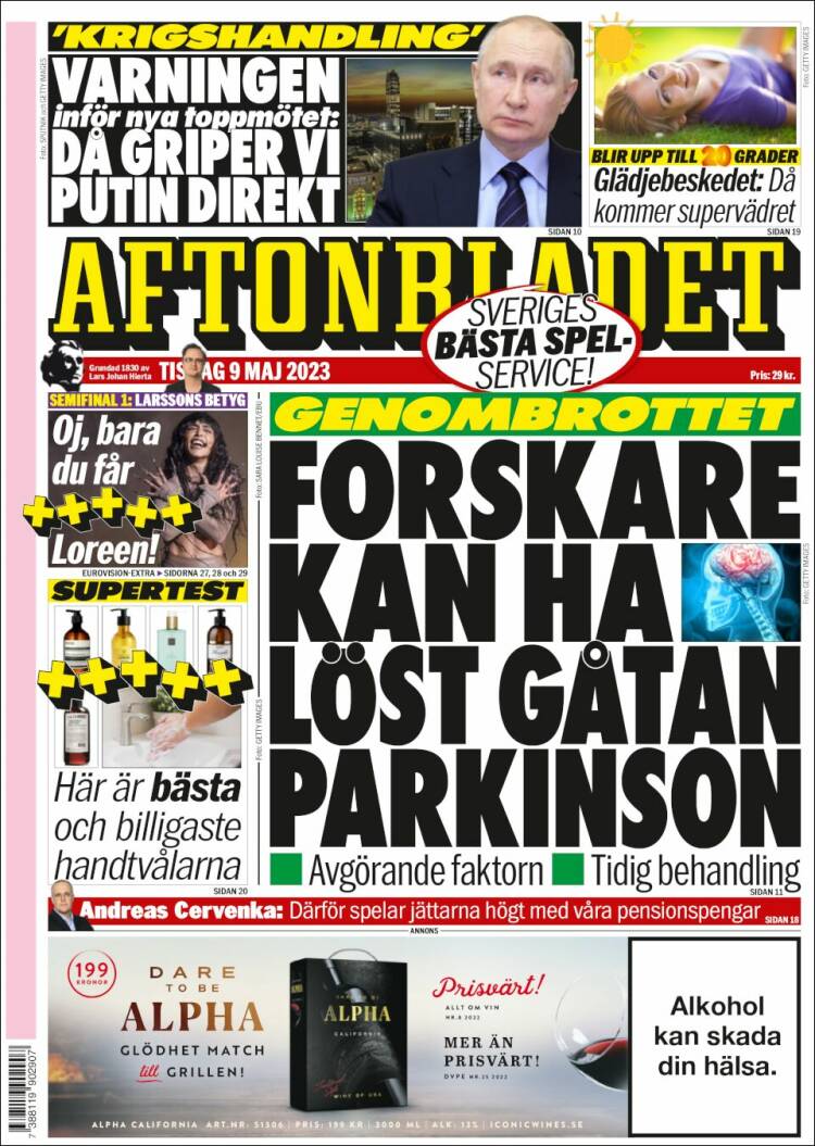 Portada de Aftonbladet (Suecia)