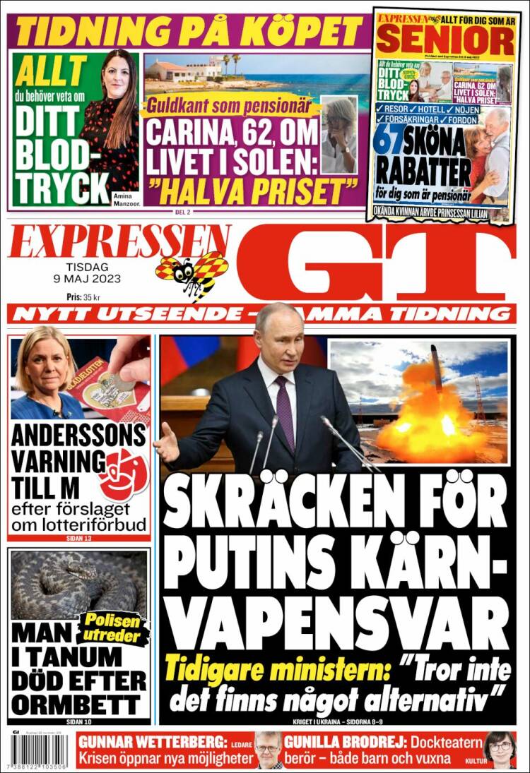 Portada de Göteborgstidningen (Suecia)