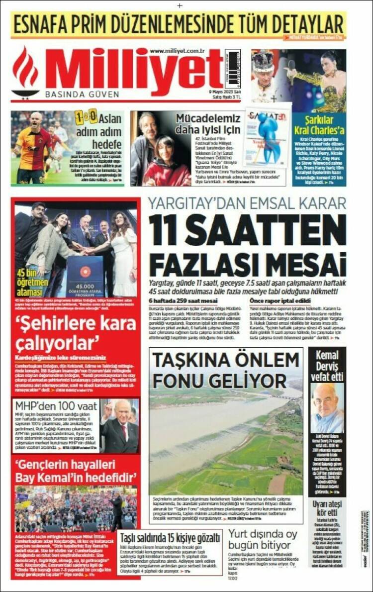 Portada de Milliyet (Turqu&iacute;a)