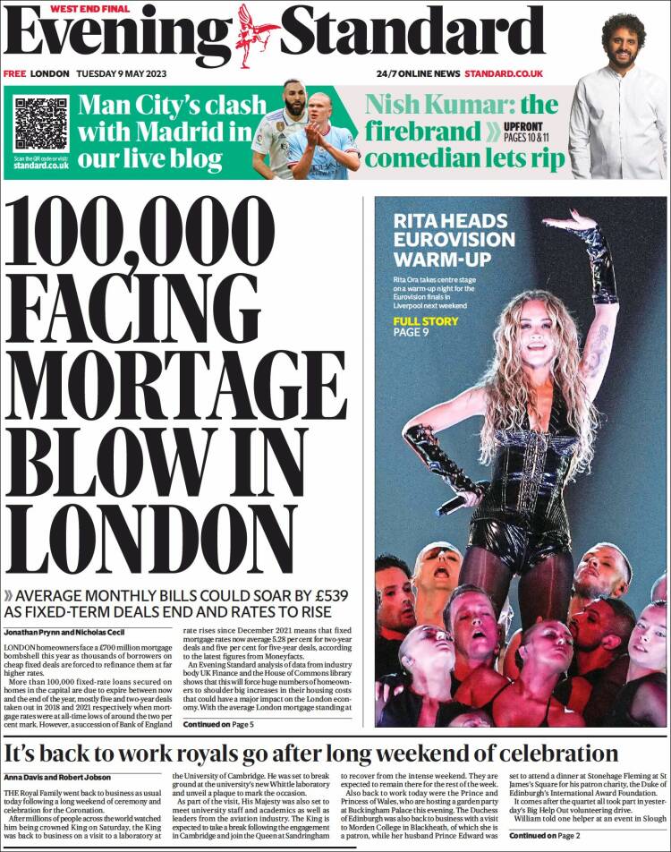 Portada de Evening Standard (Reino Unido)