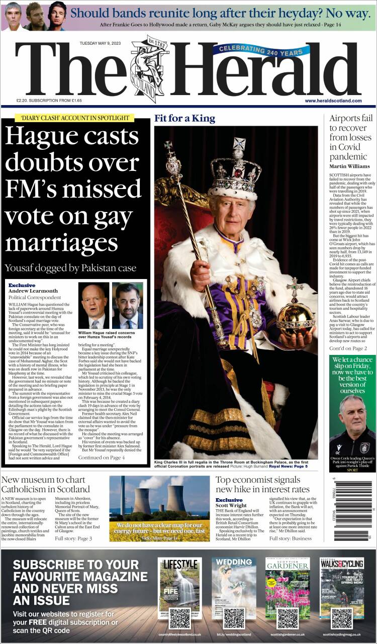 Portada de The Herald (Reino Unido)