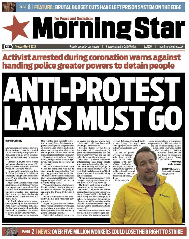 Portada de Morning Star (Reino Unido)