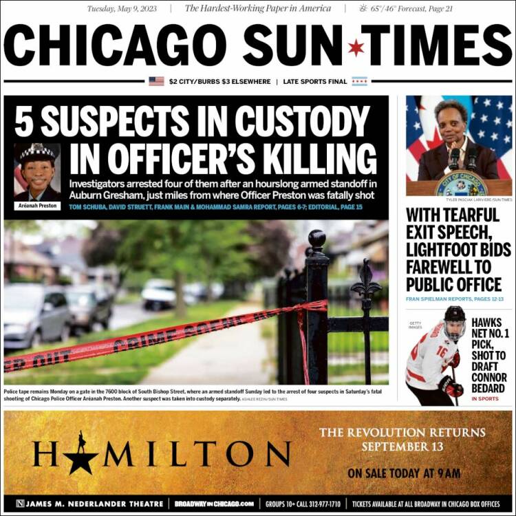 Portada de Chicago Sun-Times (USA)