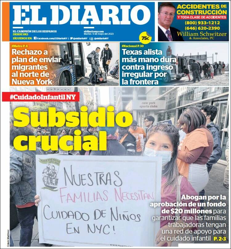 Periódico El Diario NY (USA). Periódicos De USA. Edición De Martes, 9 ...