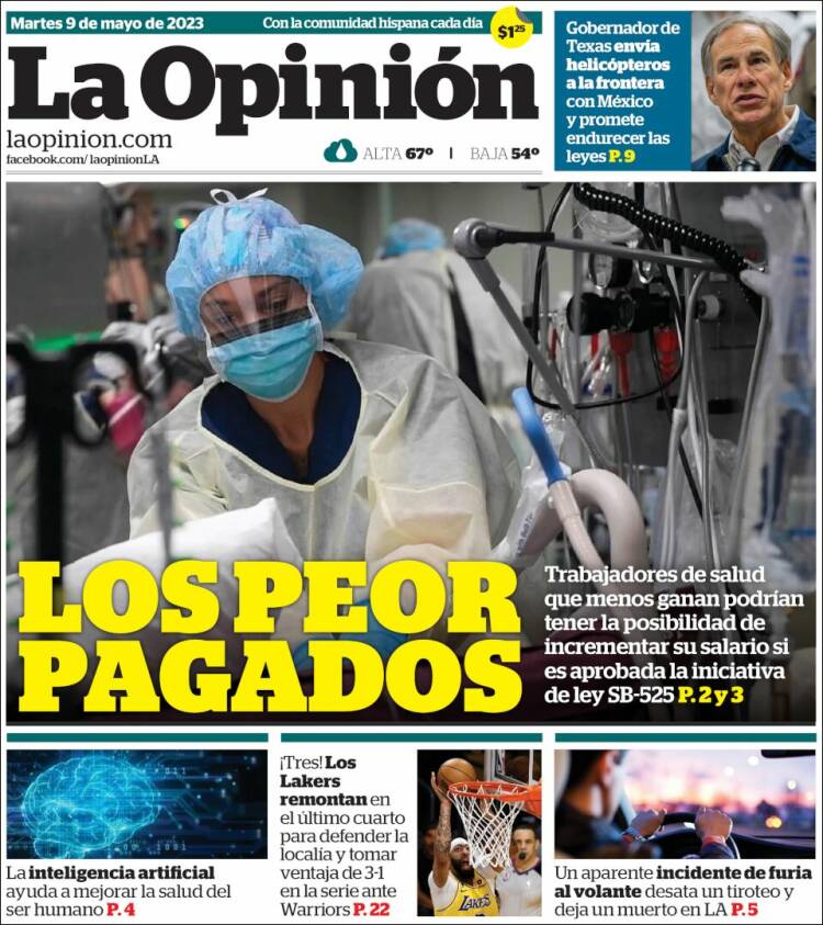 Portada de La Opinión (USA)