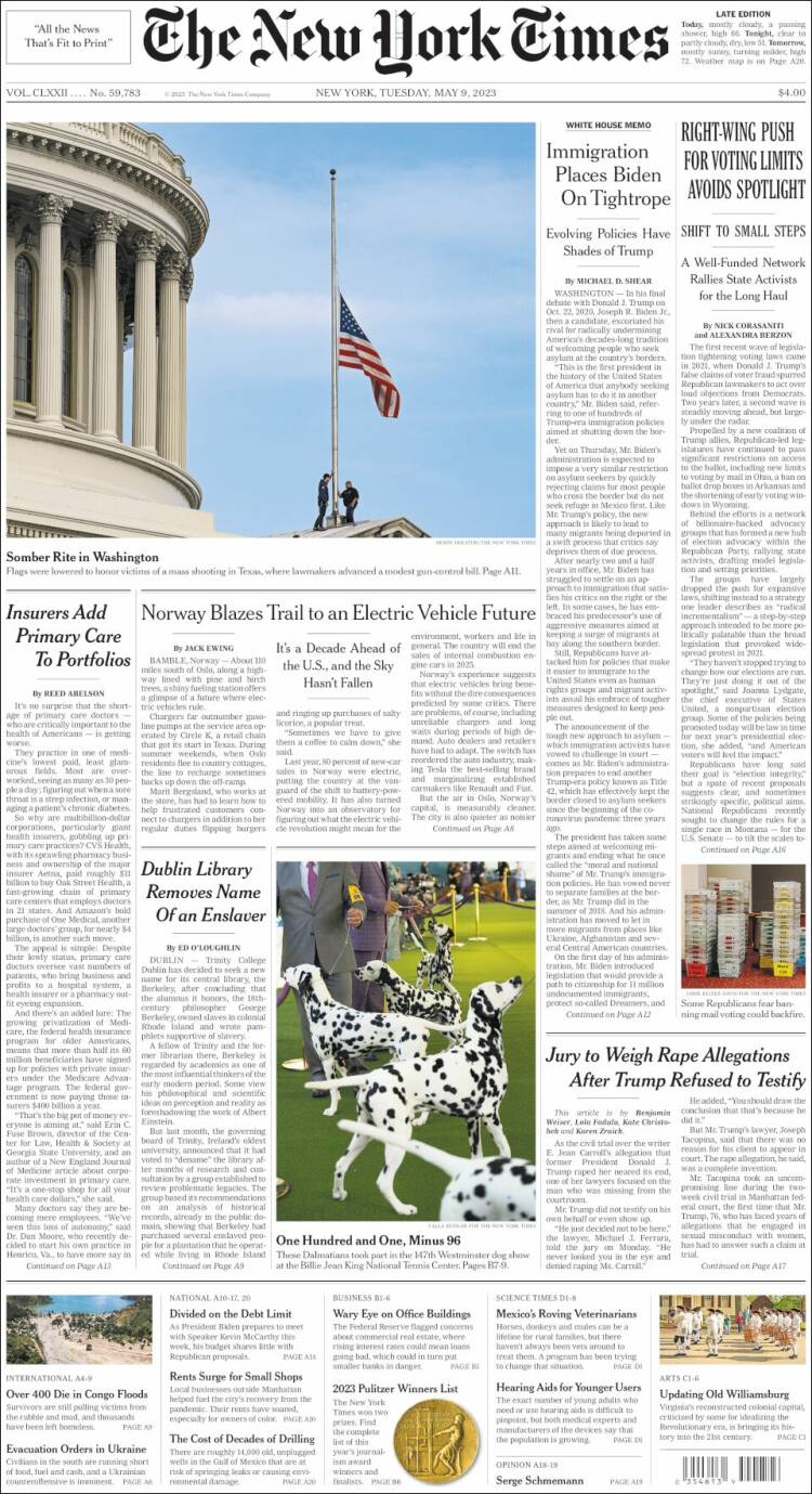 Portada de New York Times (USA)