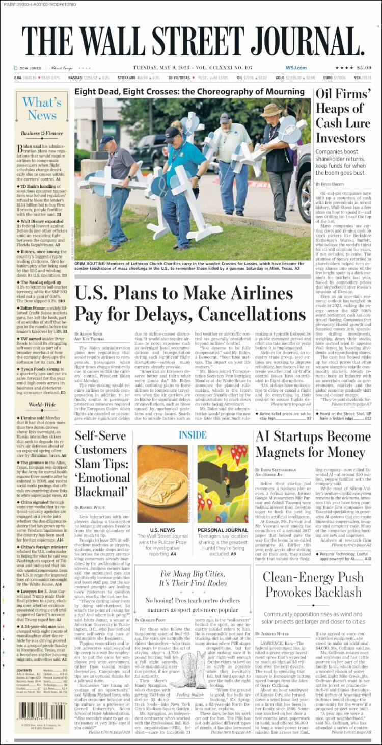 Portada de Wall Street Journal (USA)