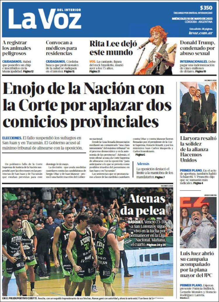Portada de La Voz del Interior (Argentina)
