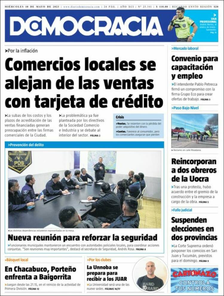 Portada de Diario Democracia (Argentina)