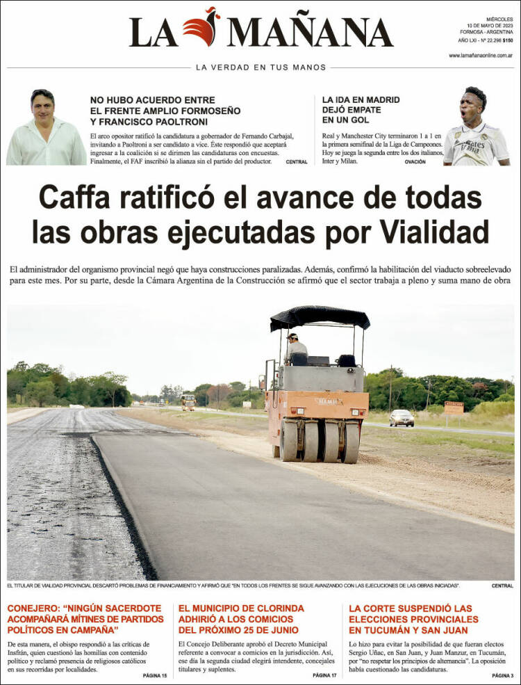 Portada de Diario La Mañana (Argentina)