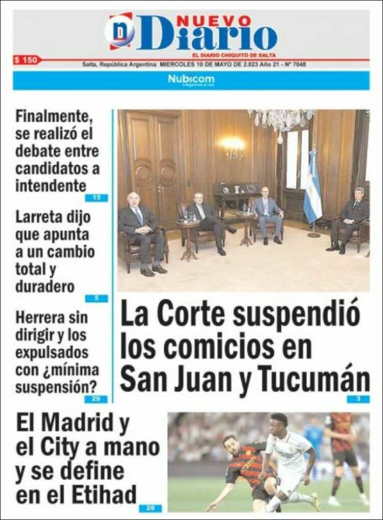 Portada de Nuevo Diario de Salta (Argentina)