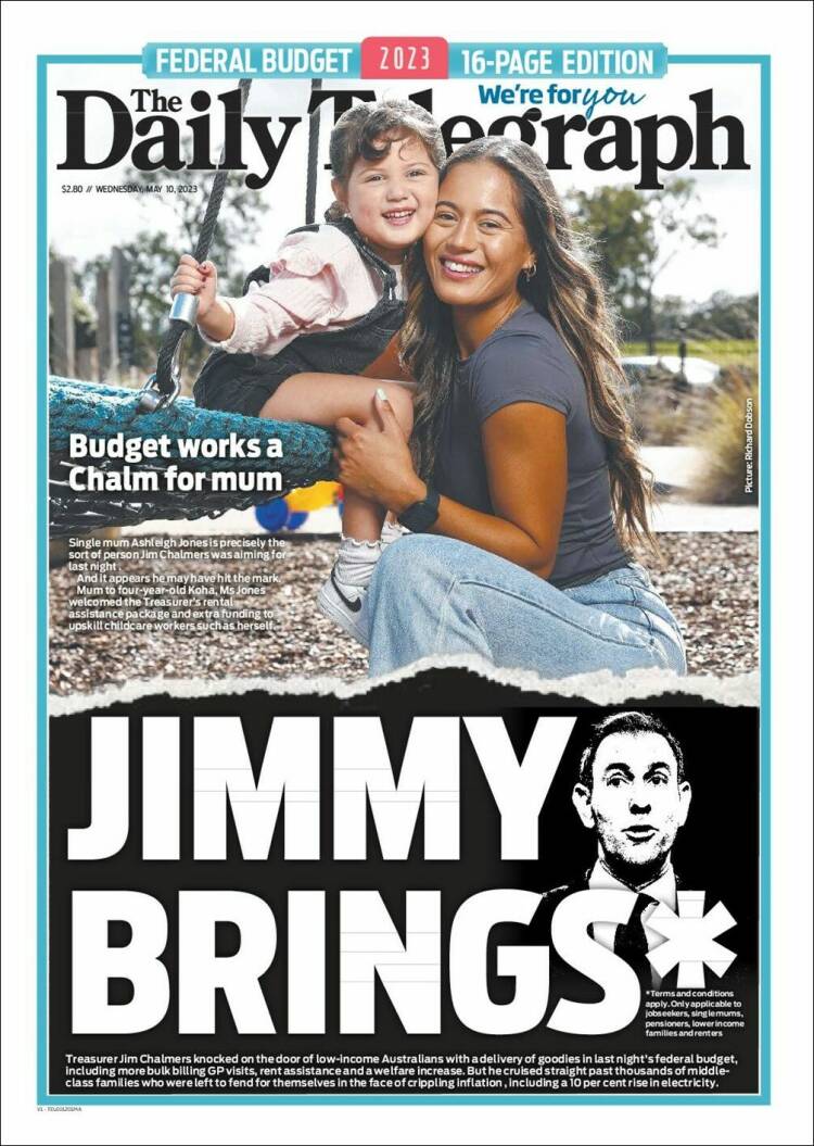 Portada de The Daily Telegraph (Australia)