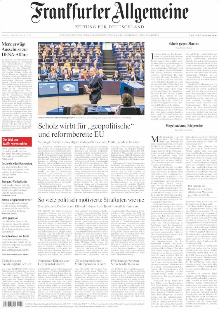 Portada de Frankfurter Allgemeine (Alemania)