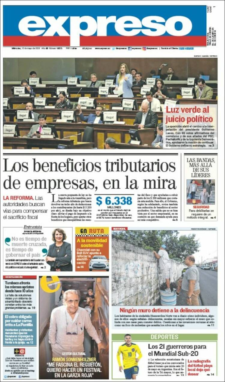 Portada de Expreso (Ecuador)