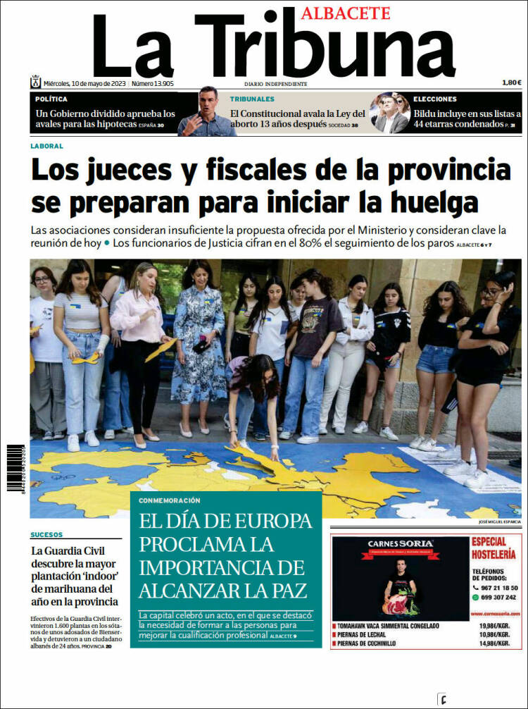 Portada de La Tribuna de Albacete (España)