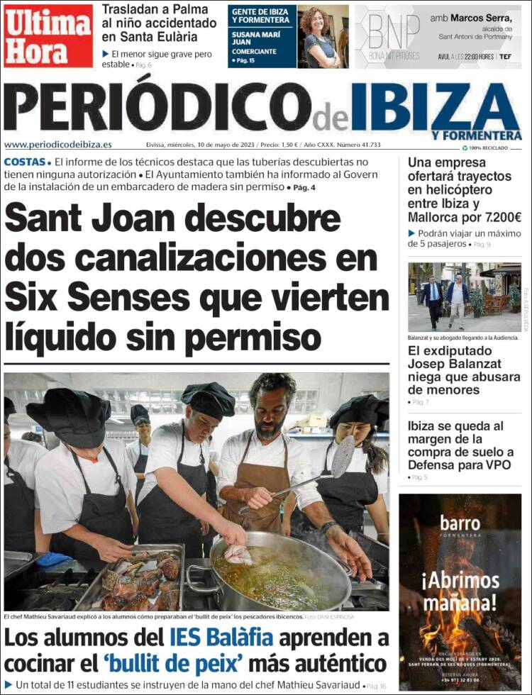 Portada de Periódico de Ibiza (España)