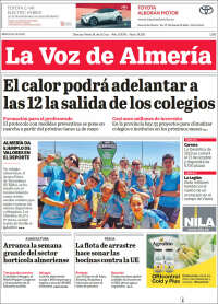 Portada de La Voz de Almería (España)