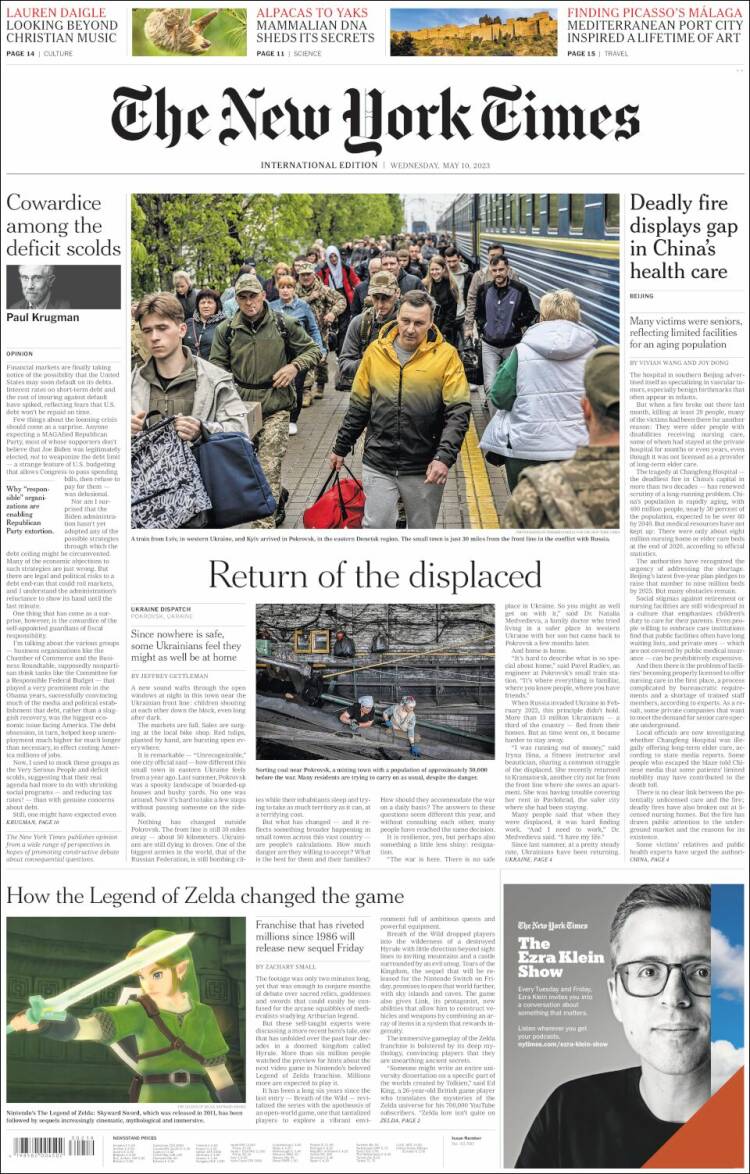 Portada de International New York Times (Europa)