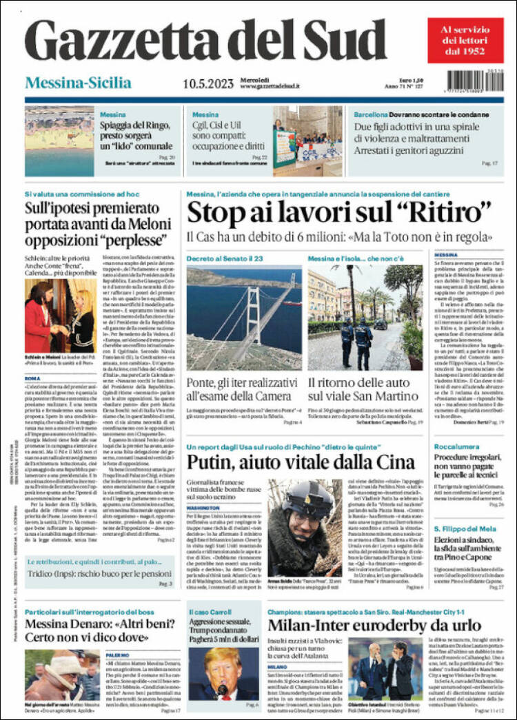 Portada de Gazzetta del Sud (Italia)
