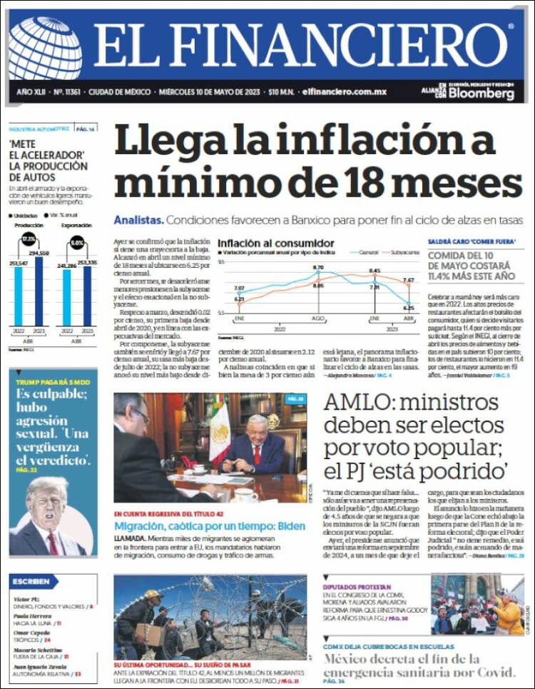 Portada de El Financiero (M&eacute;xico)